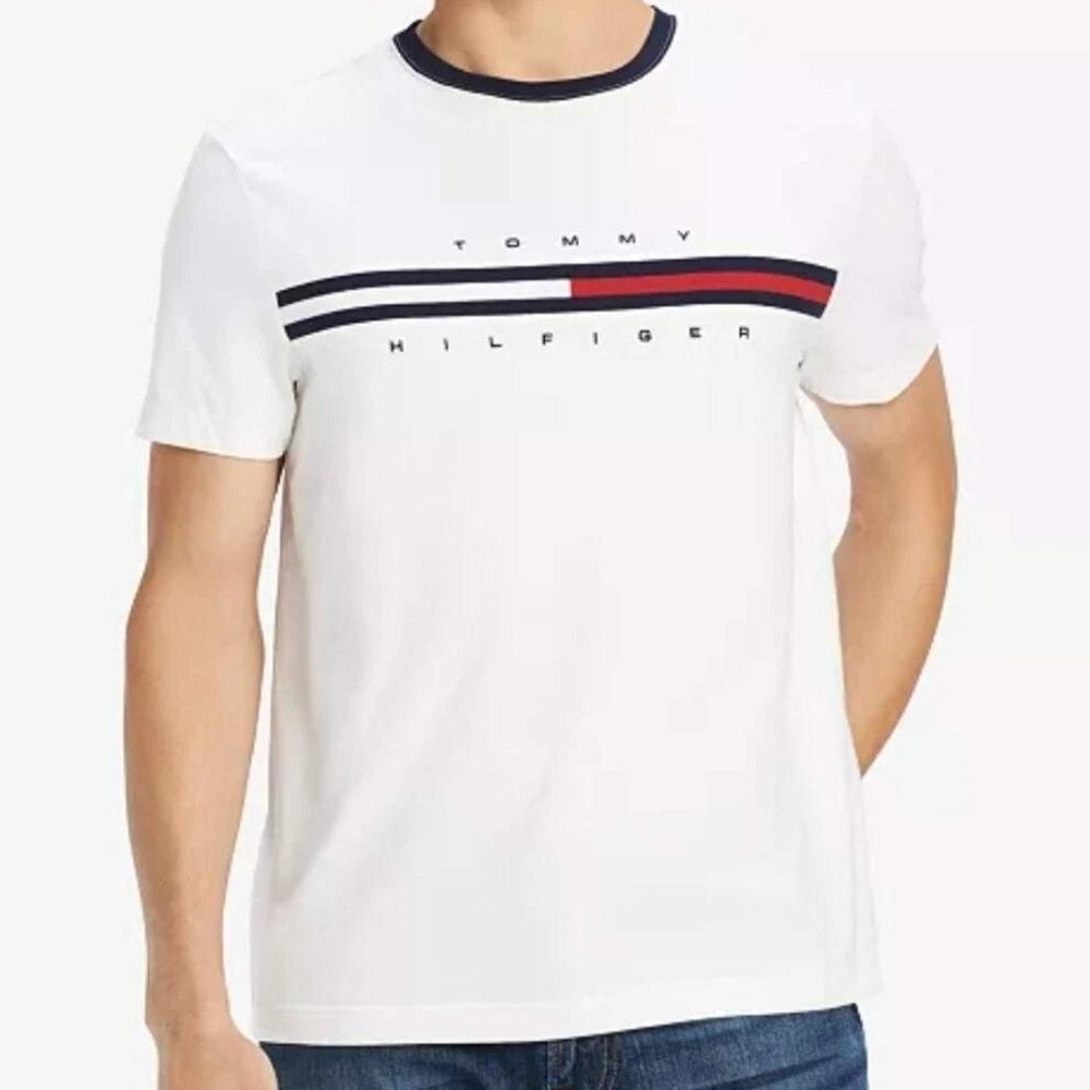 NWT Tommy Hilfiger T-Shirt Men's Large White Regular Fit